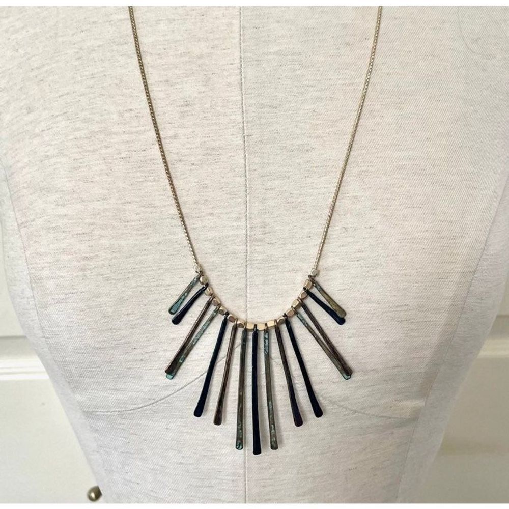 Multicolor gold tone " stick" Necklace
